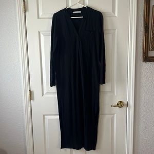 Peruvian Connection 100% Cotton Black‎ Long Sleeve MAXI Tube Dress, Sz Medium